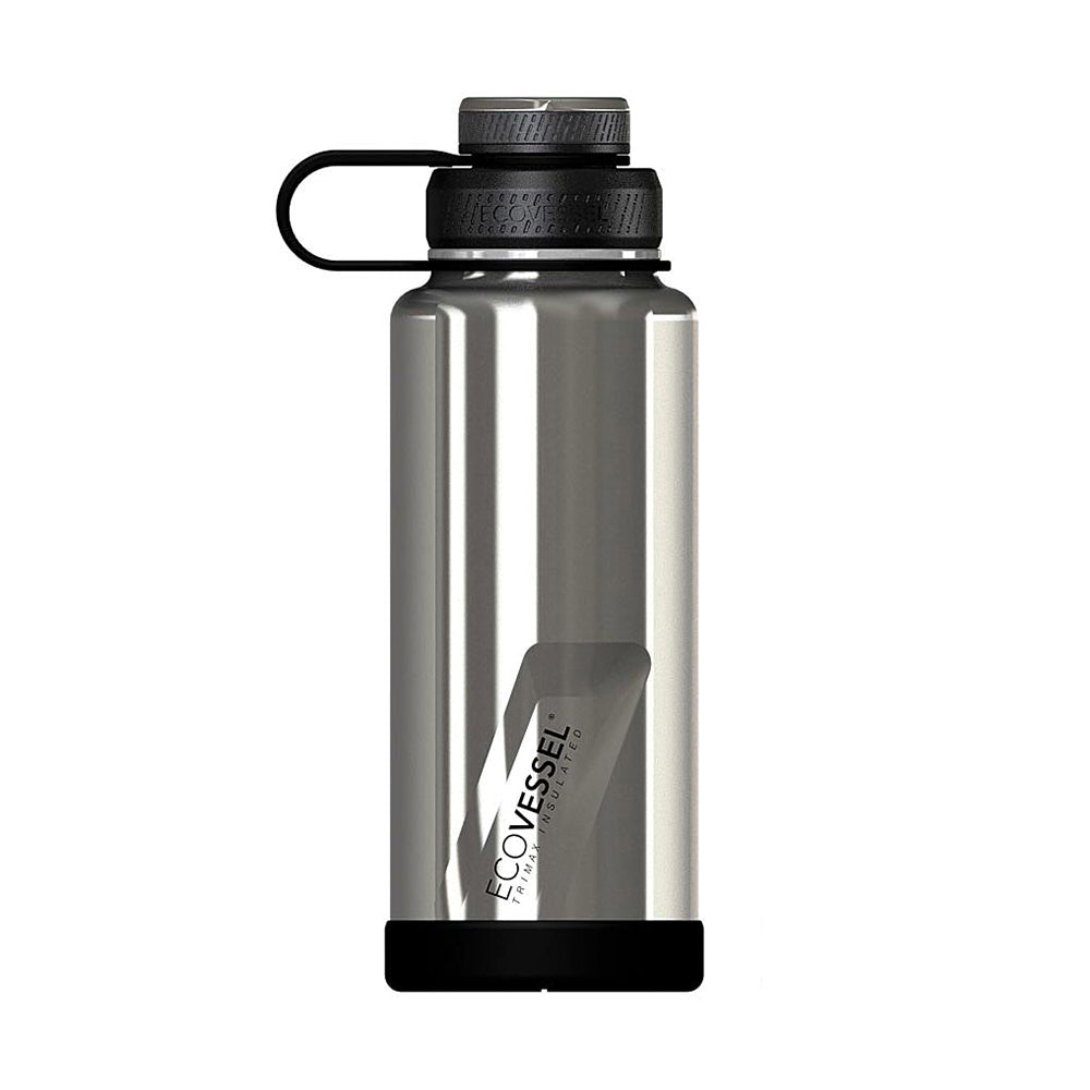 EcoVessel Boulder Trimax Insulated Stainless Steel Bottle Strainer and Silicone Bumper, 32 oz - Navy
